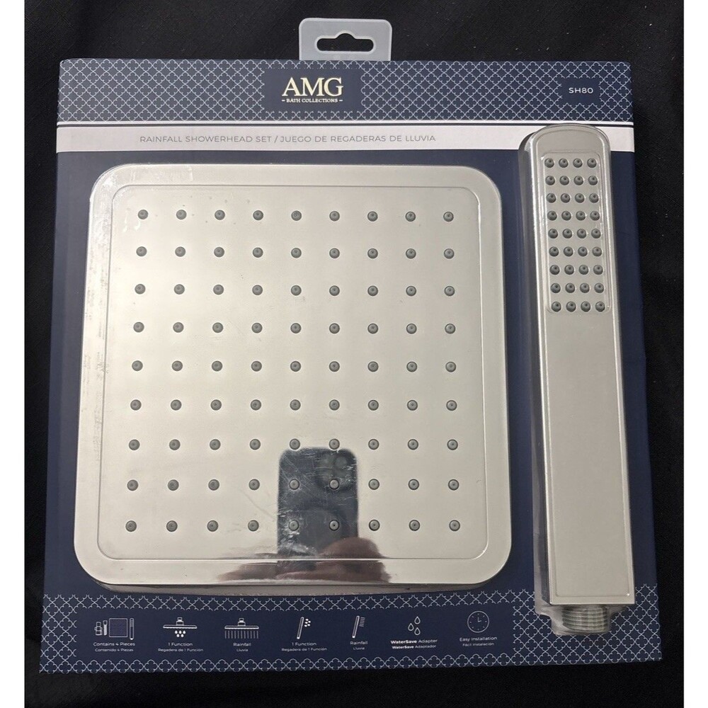 AMG Rainfall Shower Head Set Chrome Handheld Combo SH80 Bathroom Kit